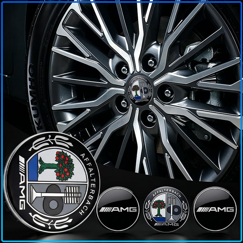 4PCS Anti-Rust Rim Emblem Decals Scratch-Proof Car Wheel Center Cover For Mercedes Benz AMG A B C E G R S CLA CLK CLA CES CLS SLK GLK CLK SLS CLG GLE