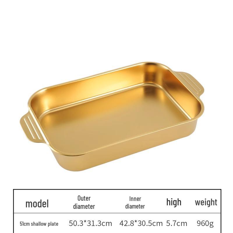 Korean 304 Stainless Steel Grilled Fish Pan, Rectangular Baking Tray with Double Ears for Serving Rice and Vegetables