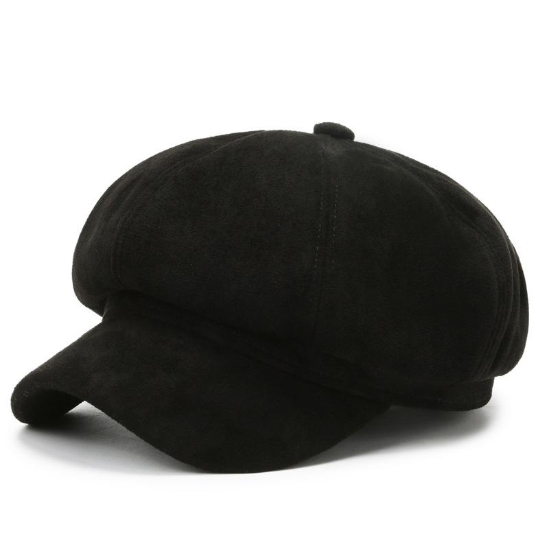 Octagonal Suede Beret: Versatile Korean-Style Autumn/Winter Fashion Hat for Women.