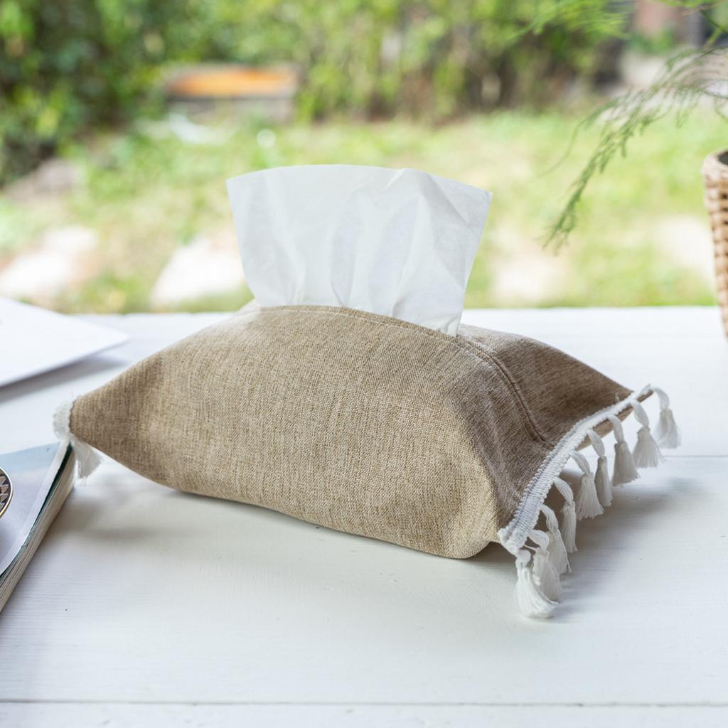 Ins Style Solid Color Paper Box Fabric Home Car Hotel Cotton And Linen Tissue Bag Fabric Tissue Bag Simple Canvas Art