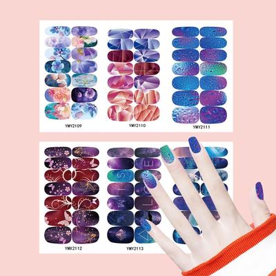 Waterproof Full-Cover Flower Gradient Nail Stickers YMY2109-2114