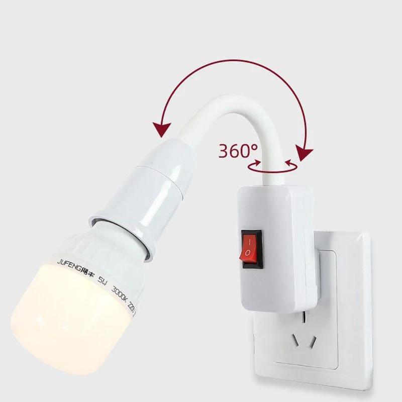 E27 Lamp Socket LED Head Bulb Holder Light Adjustable Flexible Bend With Switch EU US UK Plug Energy Saving LED Table Lamp Base