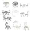Yousheng Dollhouse Miniature Bistro Table/Chairs/Beach Umbrella Accessories, Metal 1:12 Scale Miniatures, Outdoor Coffee/Tea Furniture, Fairy Garden