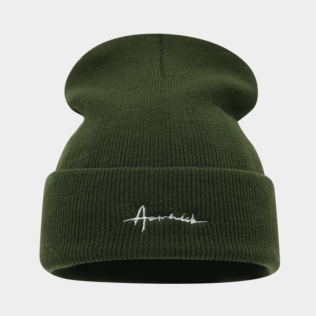 New autumn and winter personalized letter embroidery knitted hat Internet celebrity style men and women outdoor leisure sports warm wool hat