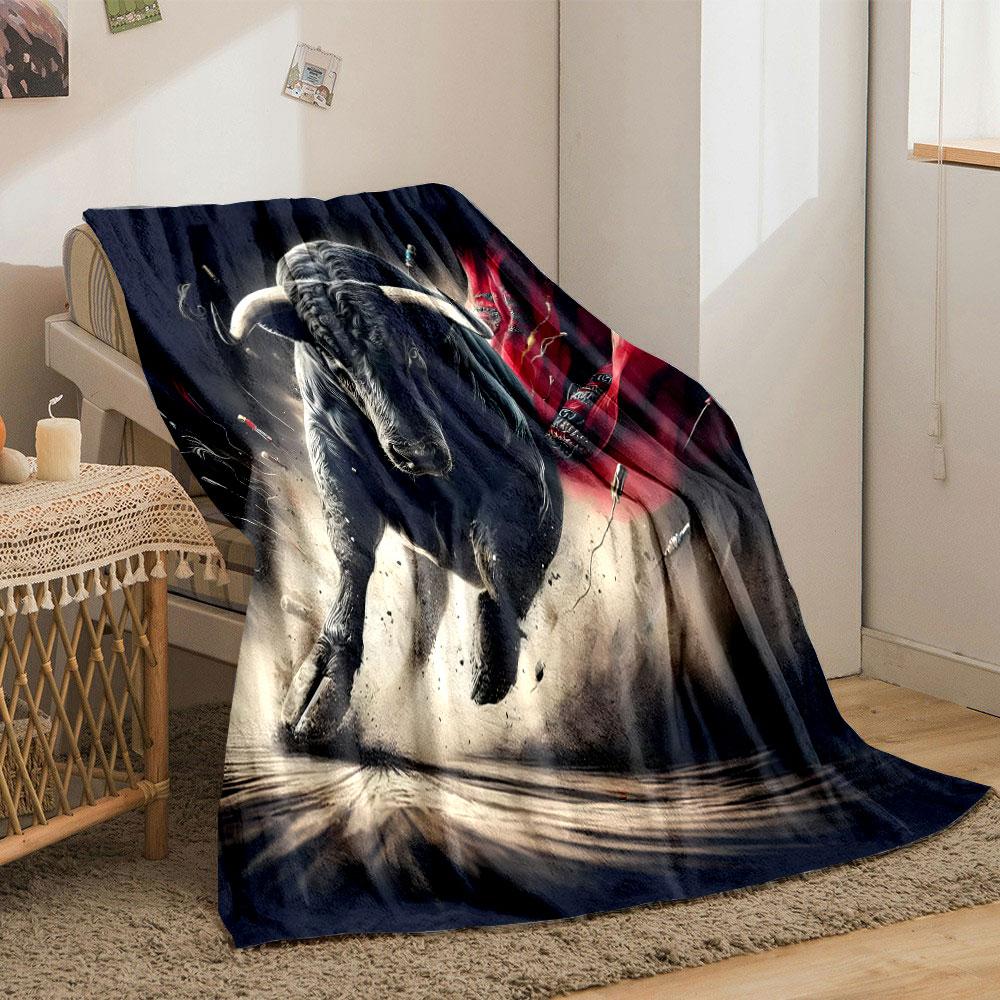 Raging Bull with Red Matador Cape Print Blanket Soft and Cozy Perfect for the Living Room Bed Sofa or a Nap,gift