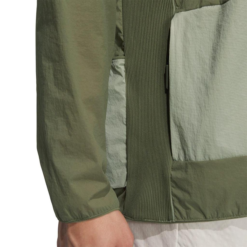 Adidas Golf Lightweight Hoodie with Back Olive Straight Men's Water-Repellent Full-Zip Pocket,