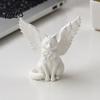 Cadeau Commémoratif de Bureau Chat Ange Ornement de Bureau, Figurine Blanche Mate Impression 3D, Accessoires de Maison Créatifs Minimalistes Sculpture Ailée pour Bureau