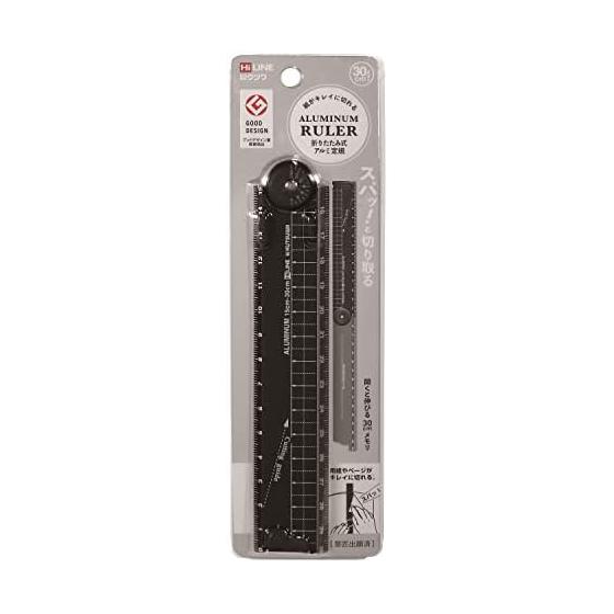 Kutsuwa Ruler Folding Aluminum Ruler 30cm Black XS05BK