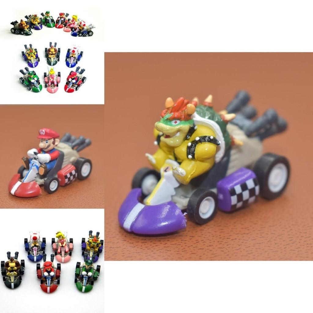 Super Mario Bros Kart Pull Back Car Action Figure Set 6 Pcs Colorful Collectibles
