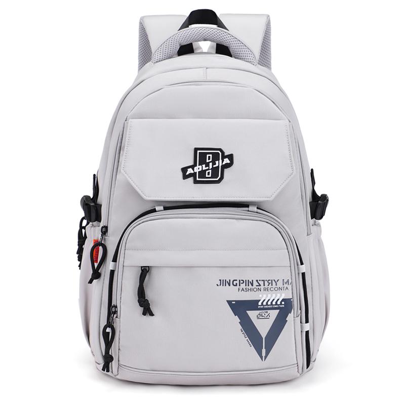 Men Contrast Backpack Large Capacity Student Schoolbag Women Travel Backpack