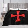Knights Templar Flag Flannel Fleece Blanket Lightweight Warm Cozy Anti-Pilling Fuzzy Throw Blankets for Travel Couch Bed Sofa