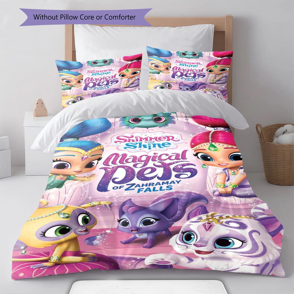 Set Copripiumino Trapuntato con Fantasia Shimmer and Shine Federa Decorazione per la Casa Regalo (1 * copripiumino + 2 * federa, senza nucleo)