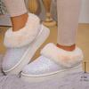 Fashion Fashion Bling Sequin Fur Snow Boots Women Comfy Slip On Thicken Plush Warm Winter Boots Woman Non Slip Faux Fur Ankle Booties
