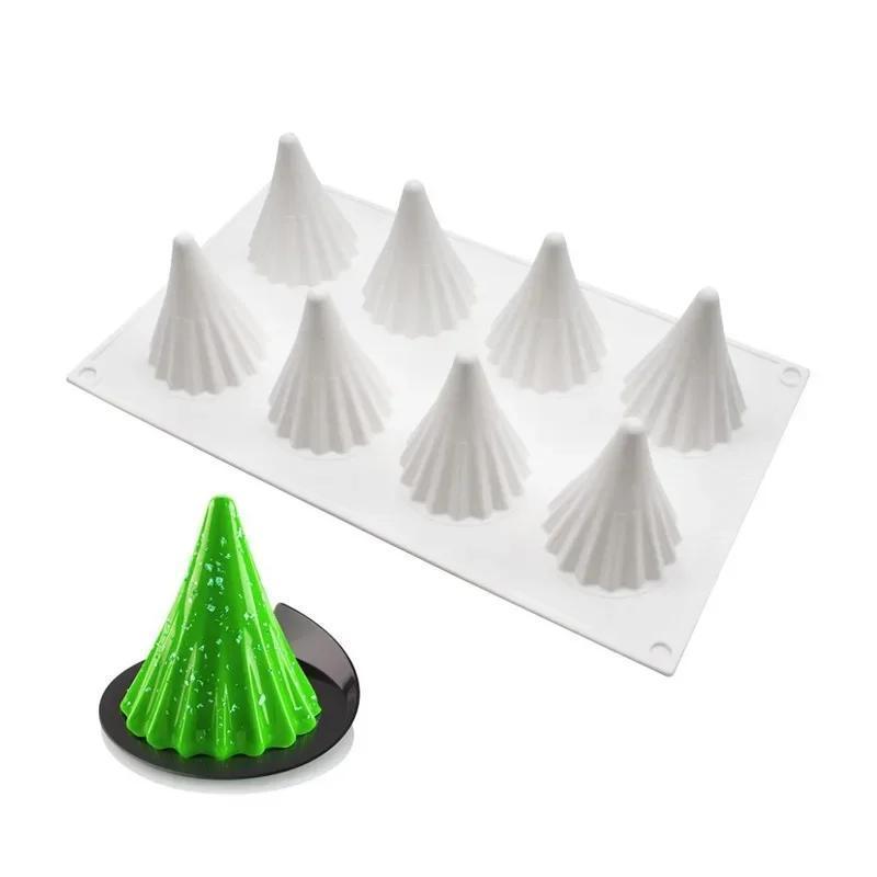 8-hole Christmas Tree Silicone Mold Frosting Biscuit Aromatherapy Candle Mold DIY French Christmas Mousse Chocolate Tree Mold