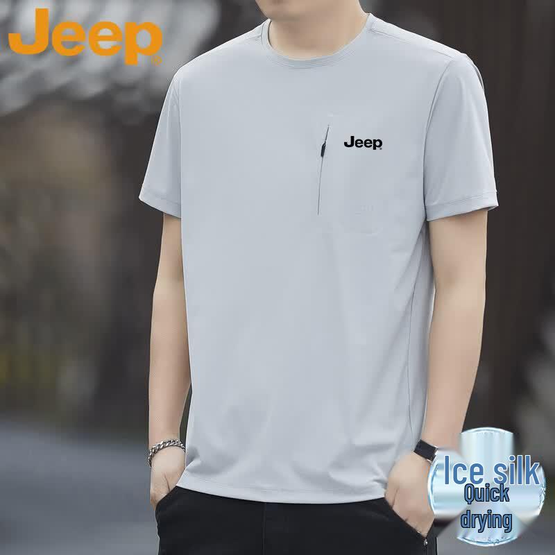 

Jeep Men s Ice Silk Loose Short Sleeve T-Shirt L
