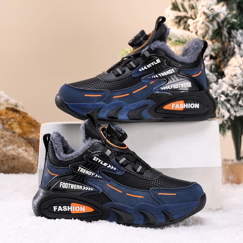 Zimní dětské bavlněné boty Otočné knoflíky pro snadné obouvání a zouvání Dětské sportovní boty Venkovní běžecké boty Boty na sníh Dětské sněhule