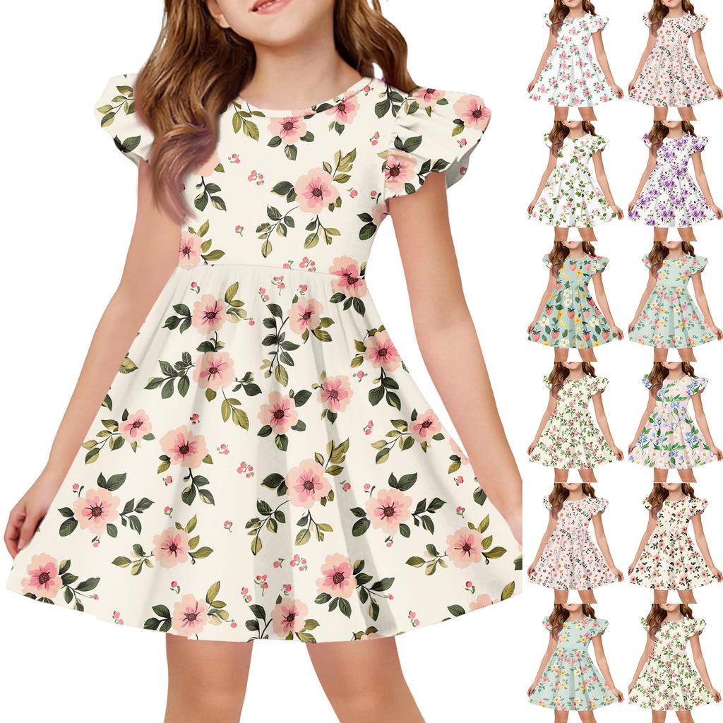 Girls' Summer Princess Dress , A,Line T,Shirt Dress Easter Day