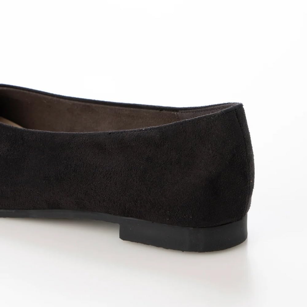 IK Plus Center Seam Flat Pumps, 4025-25, Women's, Black Suede, Size 21.5 cm, 3E