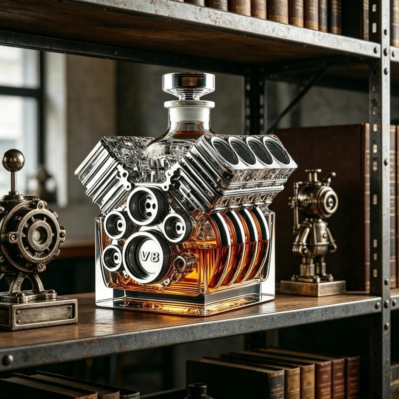 Car Motor Whiskey Decanter v8 Glass Bottle for Whiskey Bourbon Collectible Decoration