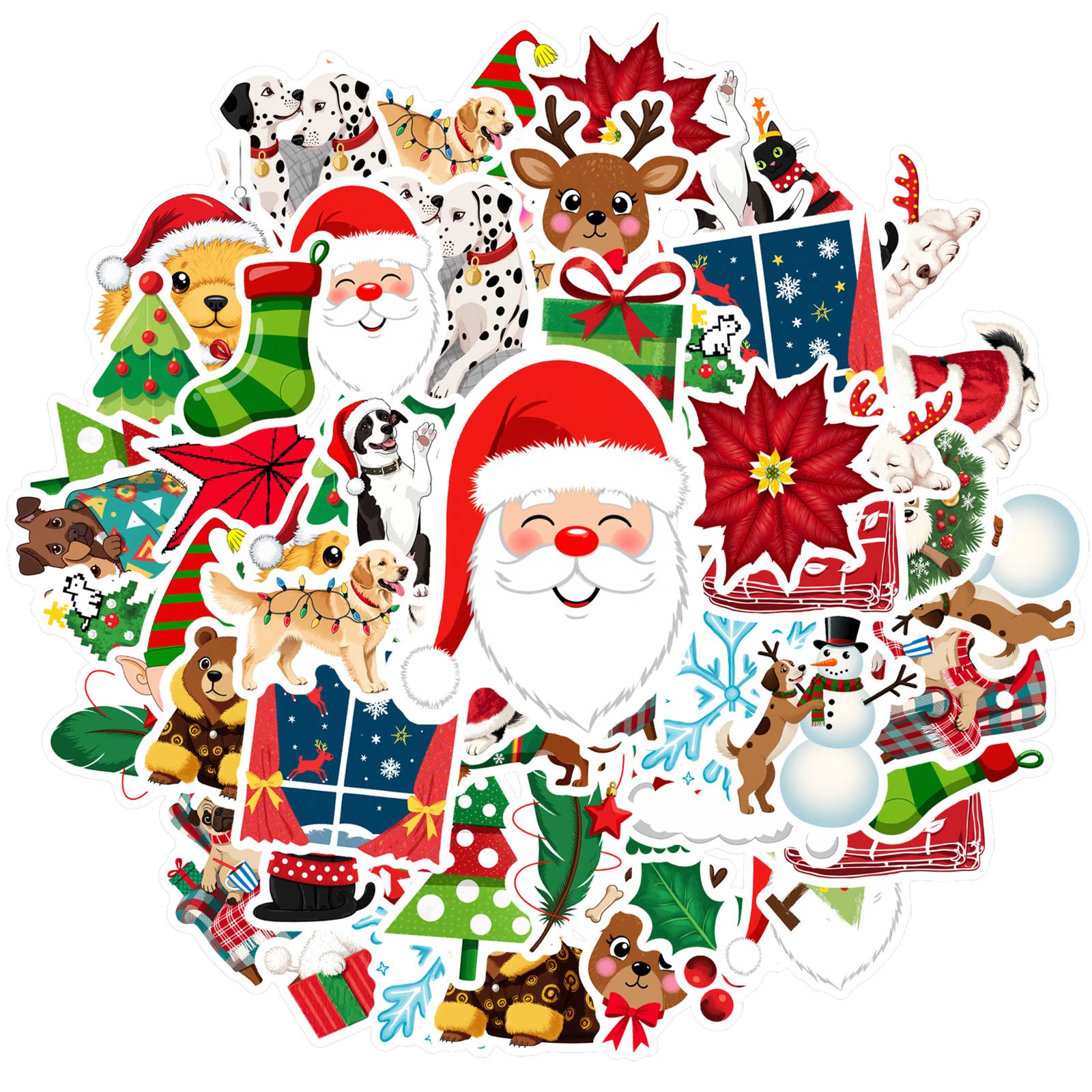 

35pcs-50pcs Cartoon Winter Stickers Festive Festive Stickers Christmas Stickers For Laptop Luggage Scrapbook
