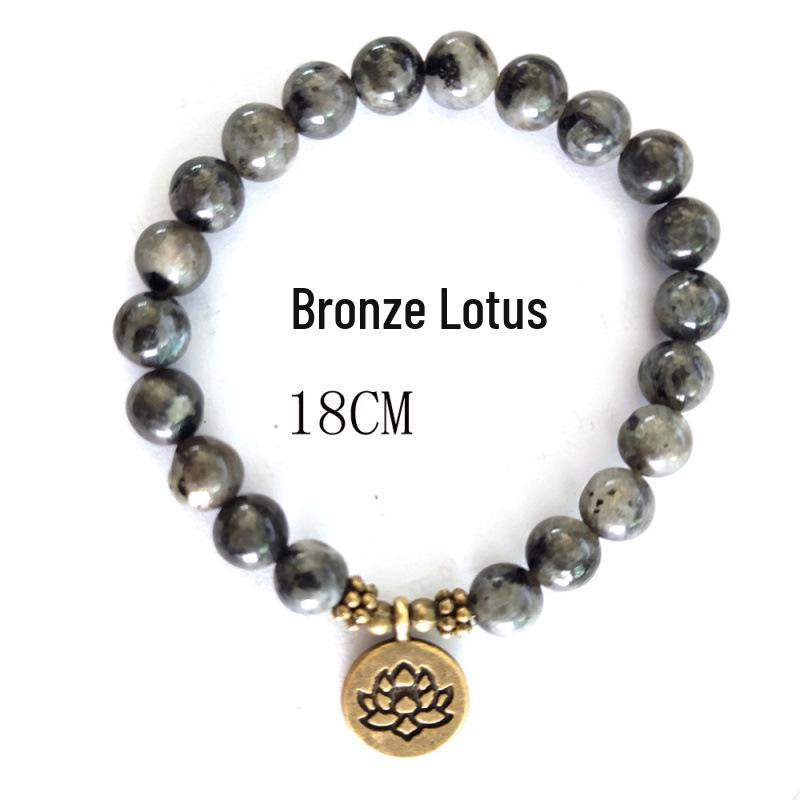 8mm Frosted Amazonite Mala Bracelet with Lotus Yoga Pendant