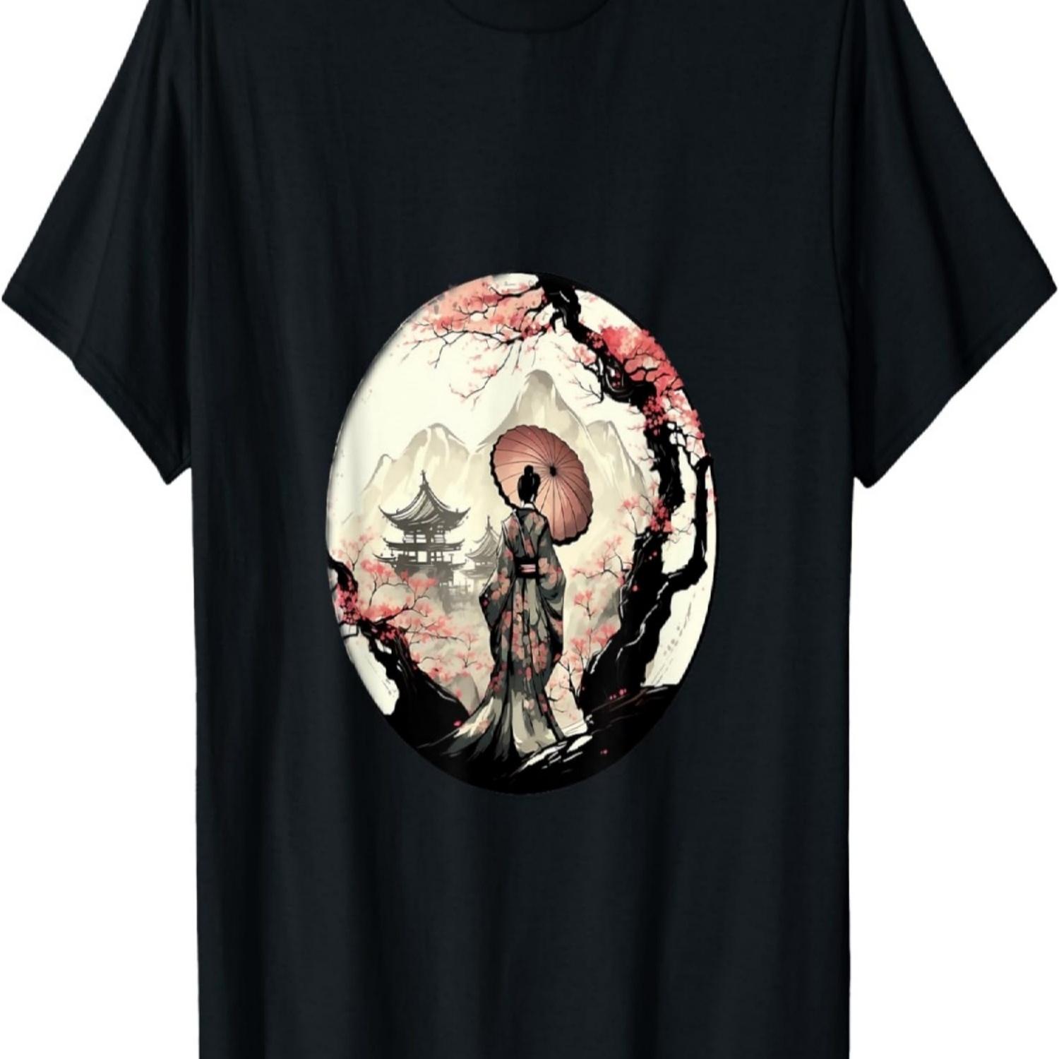 Sakura Season Lady and Her Beautiful Cherry Blossom T-Shirt S