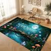 Mushroom Forest Theme Crystal Velvet Floor Rug Personalized Custom Name Text Warm Carpet Home Decoration