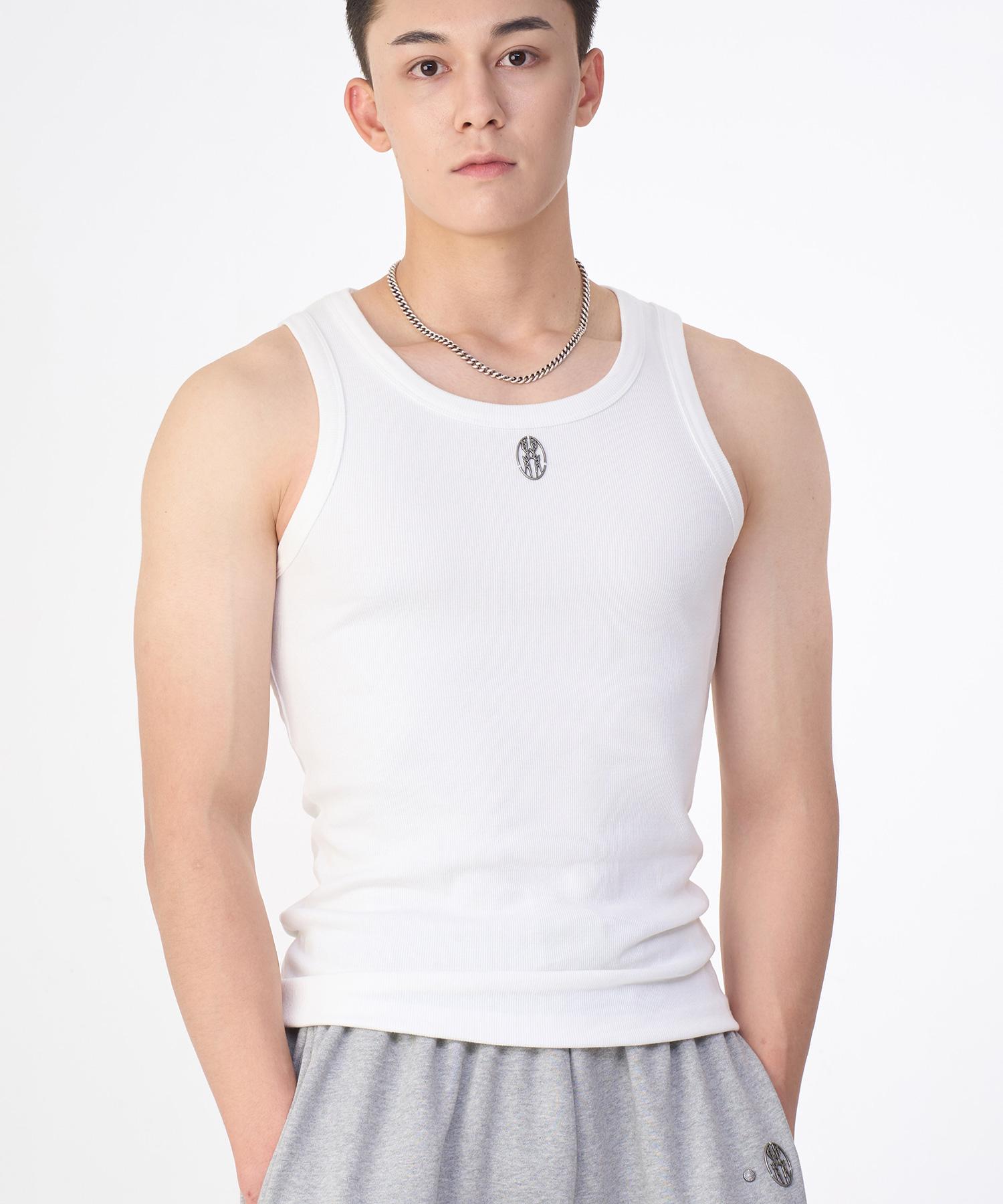 D So H Thunder Logo Tight Sleeveless Unisex Sleeveless Top White 1