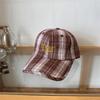 Retro embroidery plaid big head circumference baseball cap female spring and autumn sunshade casual face small peaked cap male tide