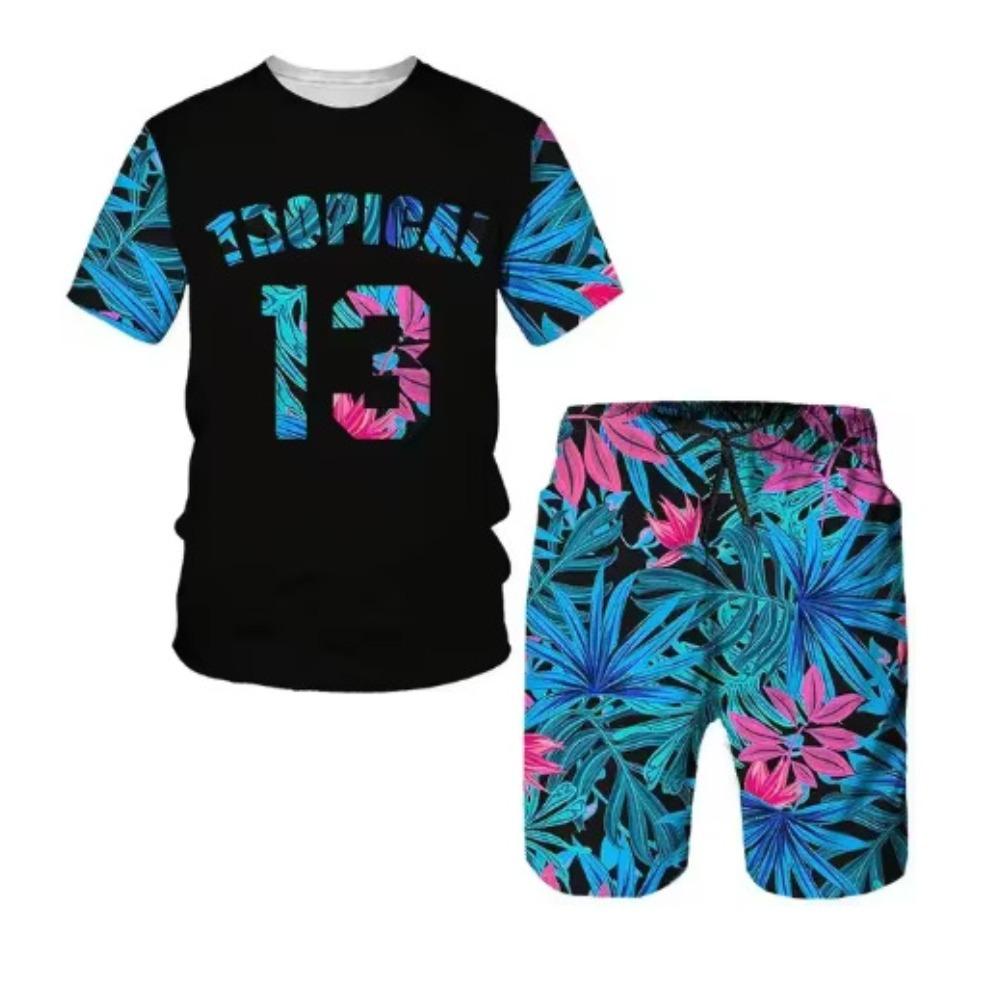 Camiseta Estampada Digitalmente 3D para Adolescentes y Hombres de Manga Corta Versátil Transpirable