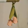 Stylish Tulip Keychain PU Leather Alloy Durable Accessory Elegant Floral Key Ring For Bags Backpacks Gift Idea