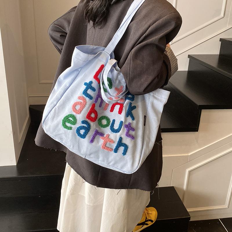 New Large-capacity Commuter Tote Bag Women's Color Letter Shoulder Bag Versatile Underarm Bag