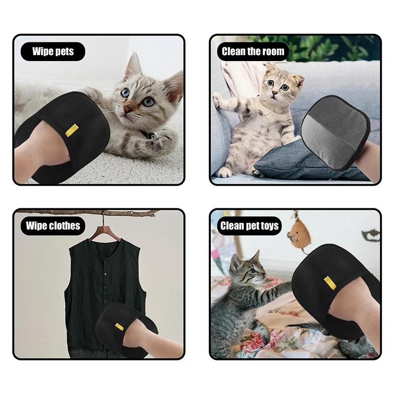 Pet Hair Removal Tool Reusable Static Removal Gloves Double-Sided Grooming Gloves for Pets Removes Pet Fur Hair for Carpets