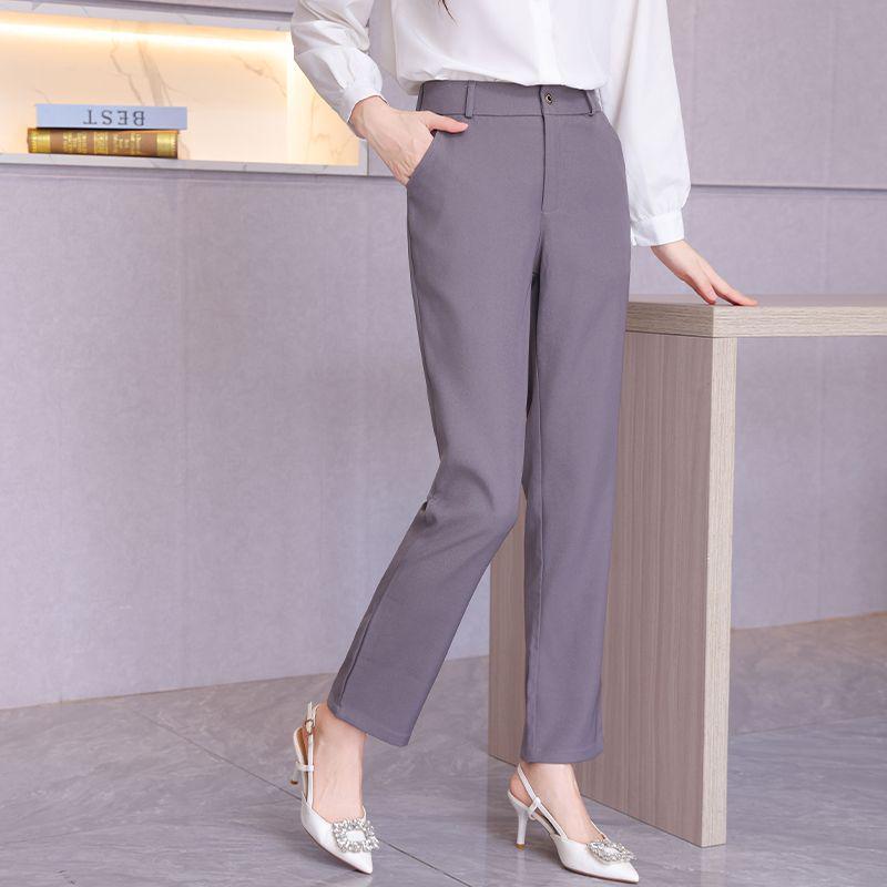

2026 Women s Professional Straight-Leg Trousers - Black, Khaki, Grey, White - Perfect for Spring and Autumn 3XL up to 66 kg серый