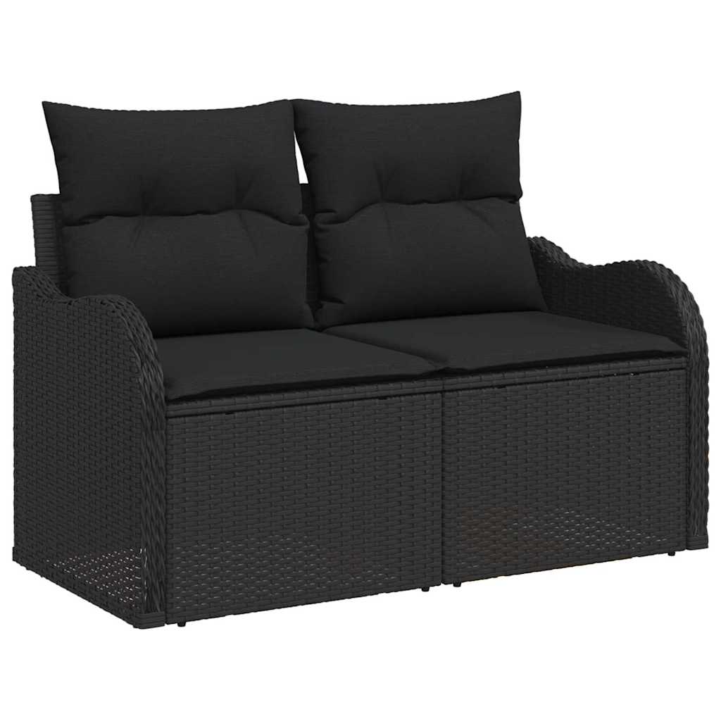 Garden Sofa Set with Cushions 4 pcs Black Poly Rattan