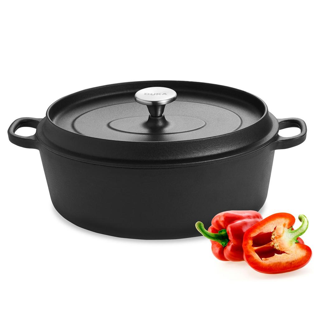 Enchanting Oval Cast Iron Roaster Pan with Lid Bjorn DUKA