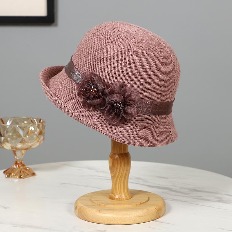 New hat women's spring summer mother sunshade basin hat thin breathable temperament bucket hat sunscreen sun hat
