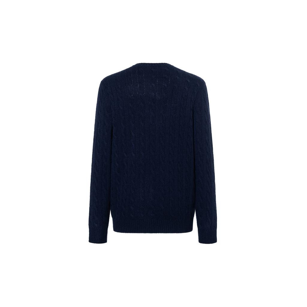 Polo Ralph Lauren FW22 Solid Color Crew Neck Cable Knit Cashmere Sweater Men sweater Blue 16821187-400