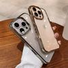 Luxury Plating Transparent Acrylic Case for iPhone 16 15 14 13 12 Pro Max 16 Plus Anti-knock Shockproof Hard PC Armor Cover