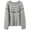 Sancai Women's 2025 Winter Fair Isle Round Neck Loose Knit Sweater