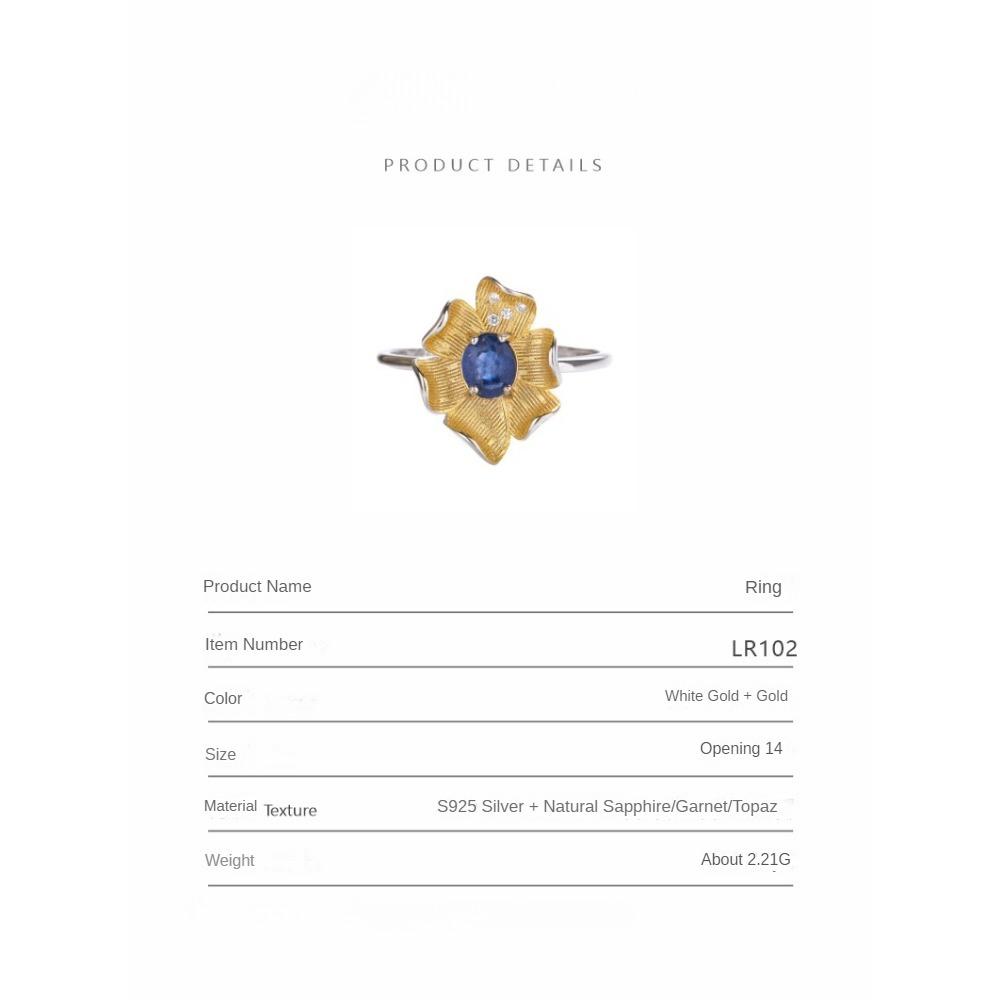 S925 Sterling Silver Necklace with Natural Color Treasures, Designed with Female Flowers, Necklace, Bracelet, Ring, Earrings