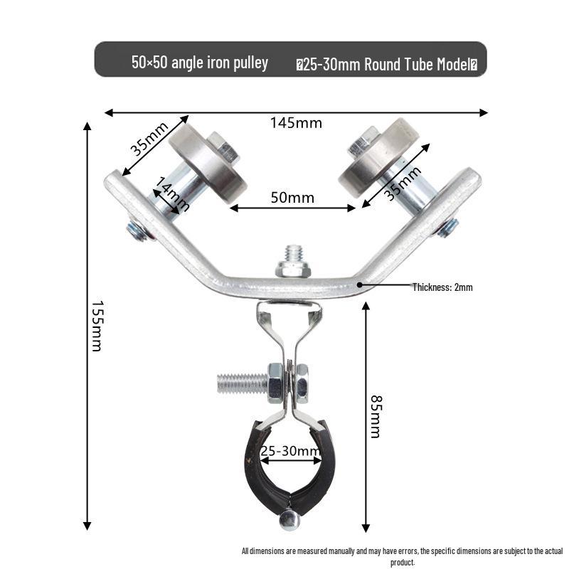 Poulie en fer d'angle pour arrosage de serre avec roulement à œillet et chariot à roues