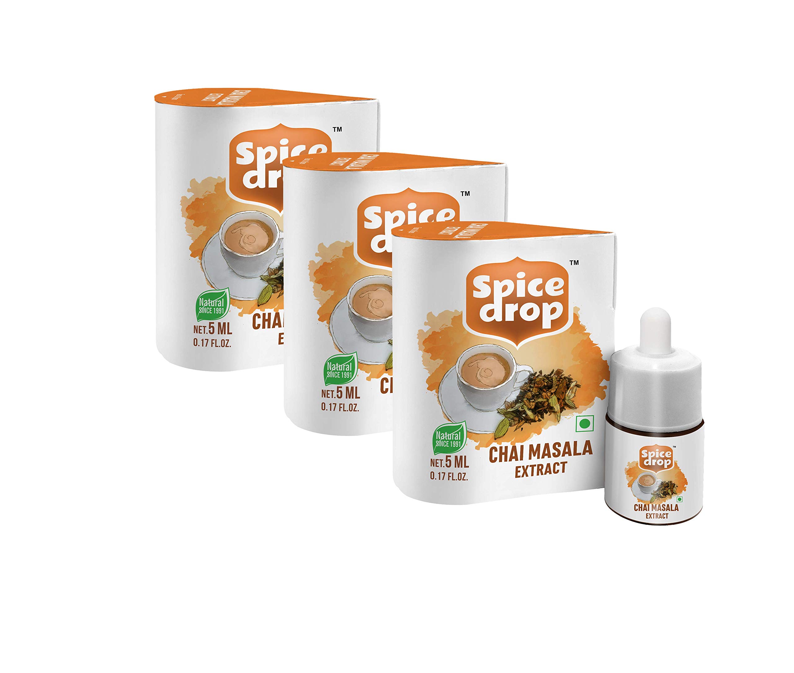 

Spice Drop Chai Masala Extract | Authentic Tea Masala Drops | No preservative | 5 ml (Pack of 3 x 180 Drops)| 1 drop per cup of tea | Combo flavors