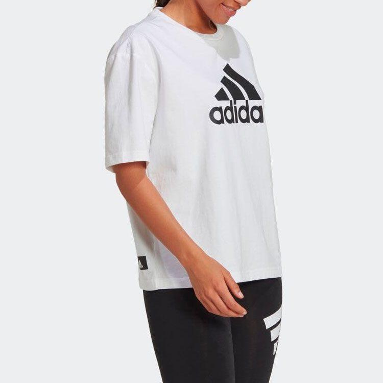 Adidas T Shirts Women's White Crew Neck Moderate Straight Fit HC6358