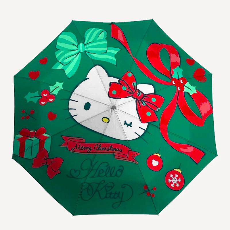 1pc Christmas Hello Kitty Decorations Umbrella with Plastic Handle,Suitable for All Seasons Home Travel Outdoor UmbrellaSanlio273