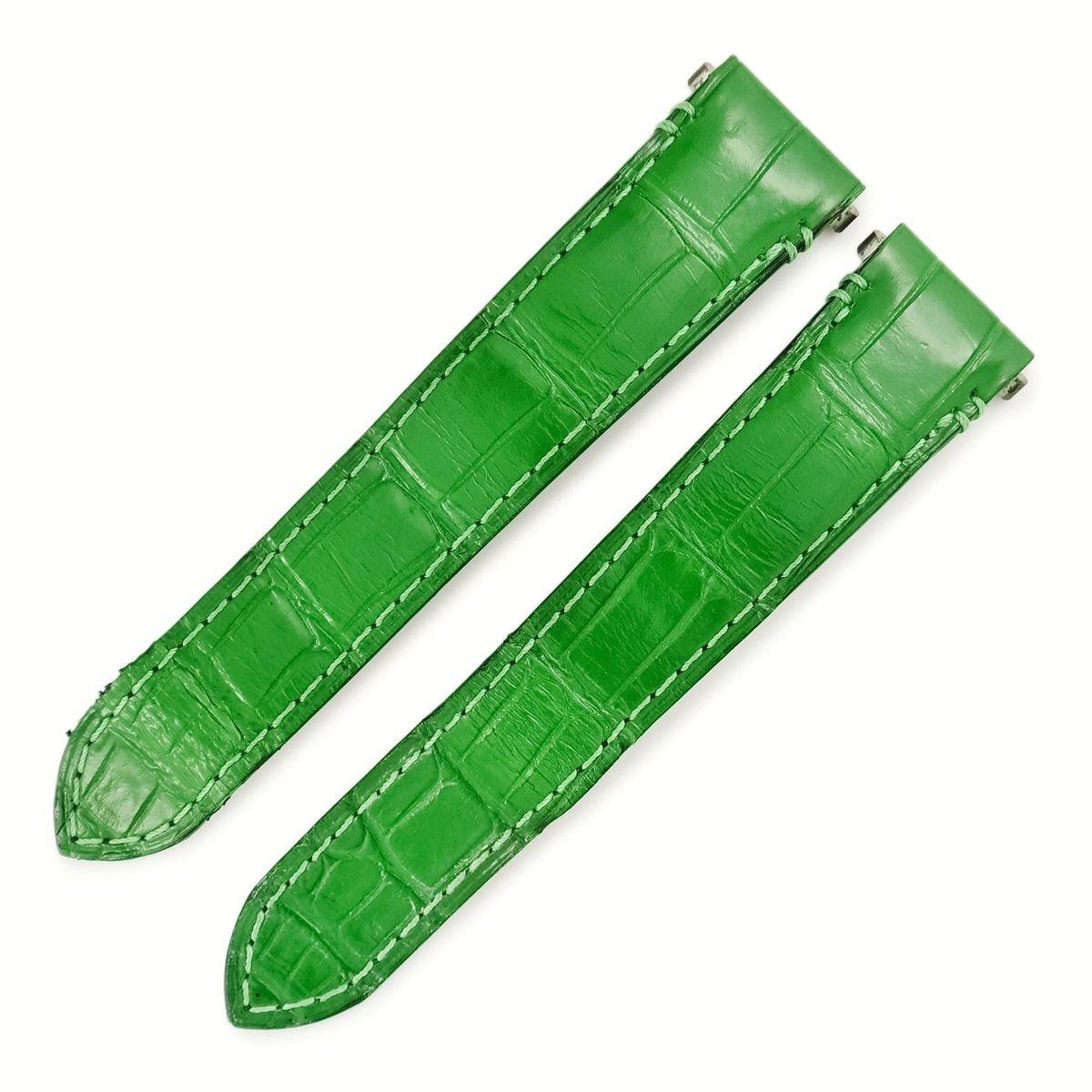 Used Cartier Watch Parts Genuine Croco Band Crocodile Green Replacement Belt Strap Genuine Leather Spare Parts Parts 18mm Green [Used]