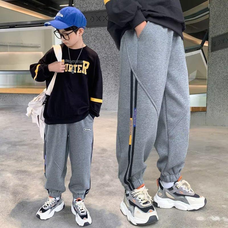 

Качественные китайские хлопковые брюки для мальчиков, модные универсальные повседневные брюки, свободные брюки, детские спортивные брюки 170