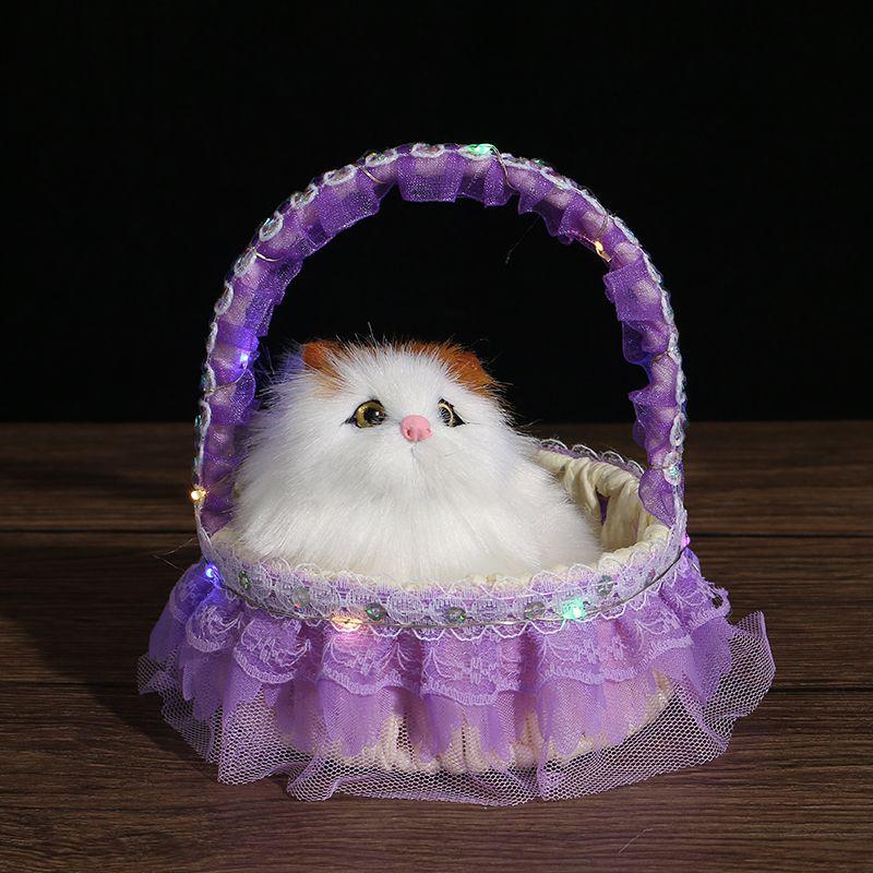 Children's Luminous Kitten Plush Doll Flower Basket - Perfect for Girl's Birthday or Christmas Gift
