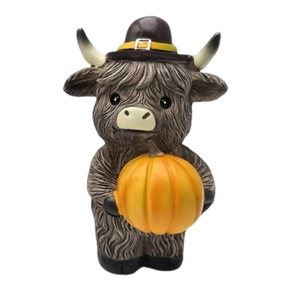 

Halloween Party Photo Props Highland Cow Ornament Highland Cow Halloween Resin Ornament Set for Indoor Outdoor