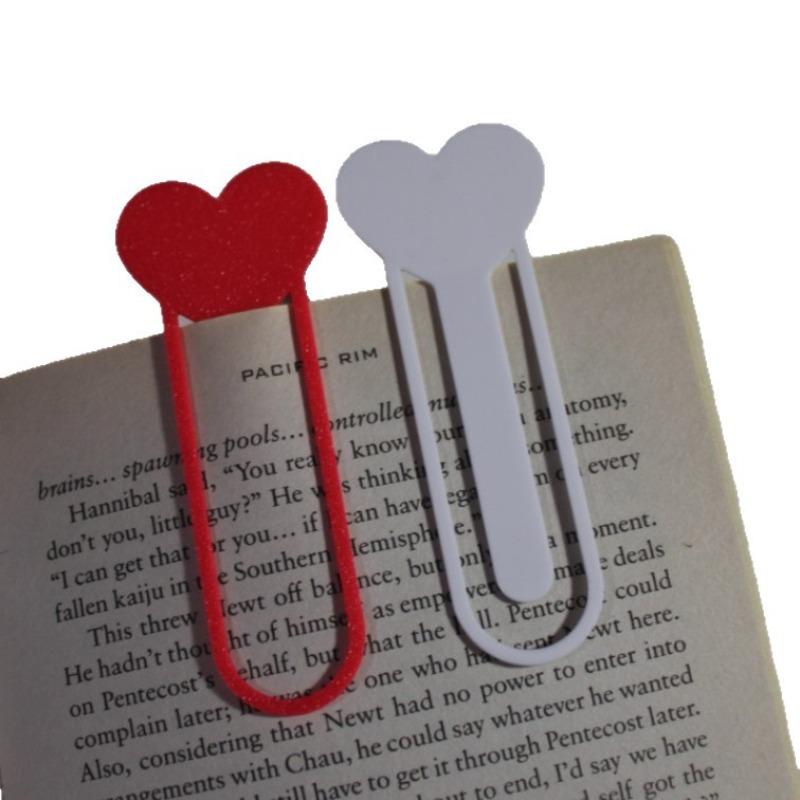 2PCS Creative Heart Bookmark - Glitter Page Marker, Durable Plastic Reader Book Accessories